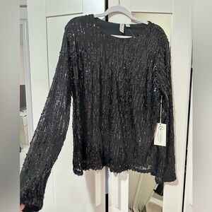 Cato Black Sequin Blouse